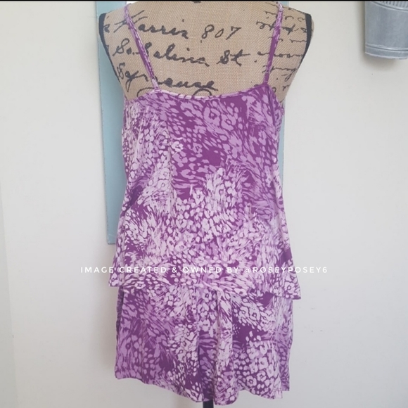 Jennifer Lopez Purple Floral Camisole & Shorts PJS - Picture 3 of 5
